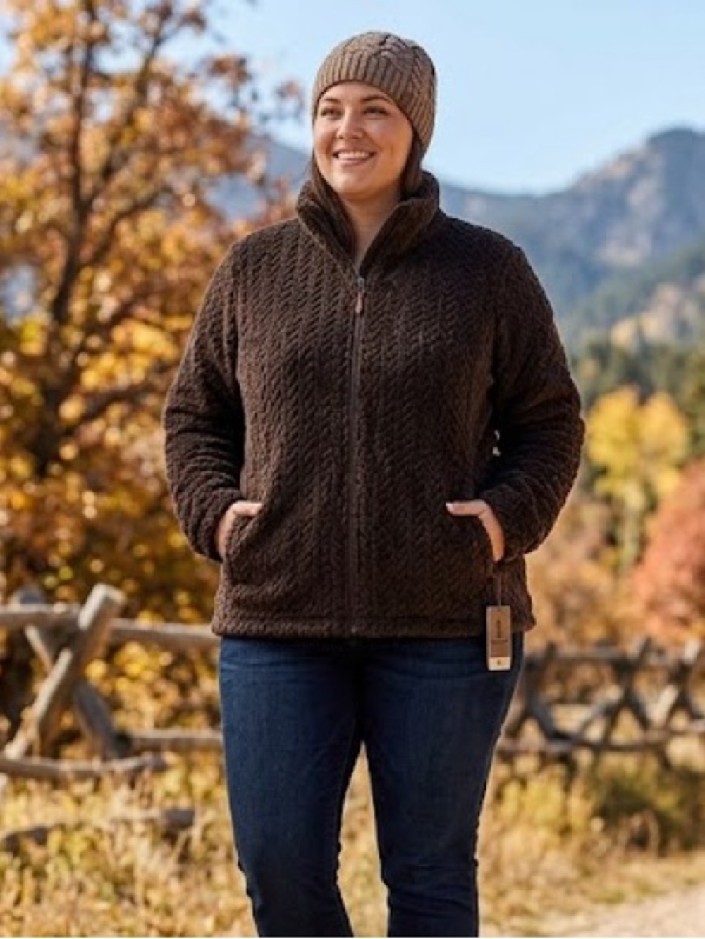 Free Country Cable Braided Butter Pile Jacket Mocha